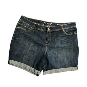 Sonoma Blue Jean Shorts with Cuffed Hem & studs